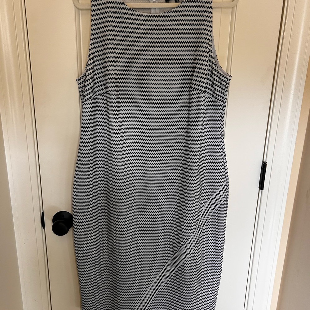 Eloquii Black and White Chevron Midi Dress